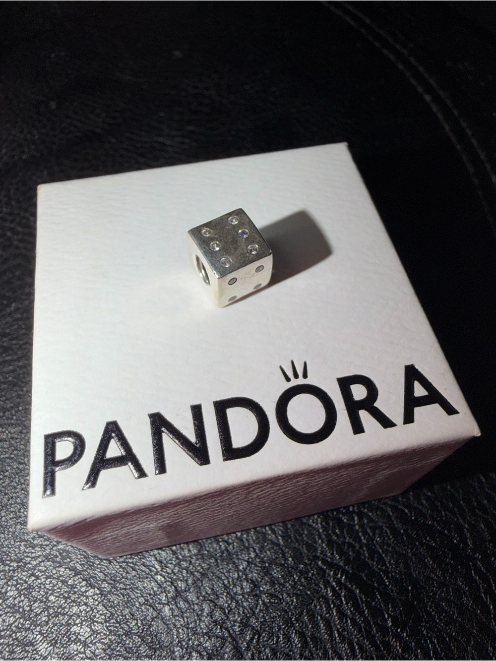 Pandora Silver Dice Charm with Schwartzski crystals
